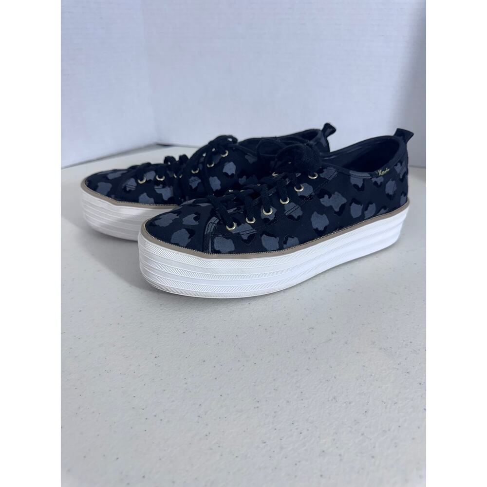 "KEDS" Triple Up Black‎ Metallic Platform Sneakers SZ 8.5 Leopard Tween Preppy